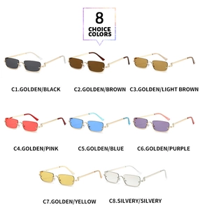 Matrix display of fashion square half-frame sunglasses in eight assorted colors