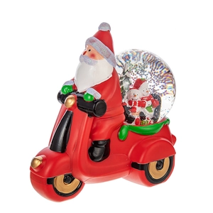 Père Noël sur moto boule à neige musicale, cadeau de décoration de Noël festif