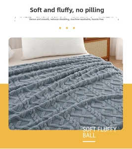 Close-up of gray plush blanket featuring textured diamond pattern and soft thick fleece