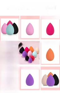 Macro shot of multi-colored non-latex makeup sponges in various droplet shapes