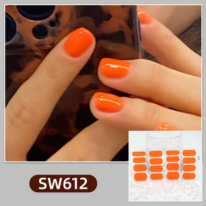 Vibrant orange nail polish stickers SW612 featuring full coverage and easy application