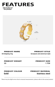 Detailed dimension chart showing the 0.6cm width of the gold heart open ring