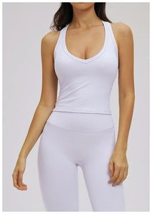 Close-up of lavender high-stretch yoga top and matching leggings for athletic performance