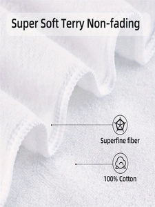 Detail of white microfiber Christmas towel showing super soft terry texture and non-fading fabric