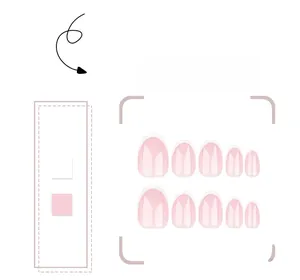 Close-up of 10-piece set of short oval press-on nails in translucent light pink