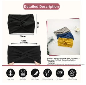Detailed infographic of 24x18cm bohemian knotted headband showing size and material info
