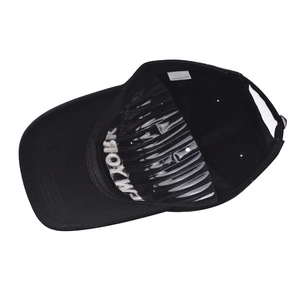 Detail view showing 100% cotton material and NEW YORK embroidery on a black baseball cap