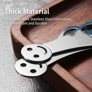 Heavy-duty stainless steel smiley face bottle opener with a brushed metal finish