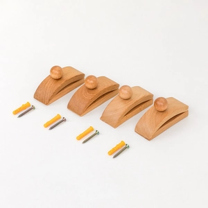 Lot de crochets muraux classiques en bois avec vis de montage pour tapis et couettes