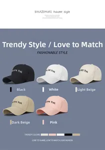 Five assorted cotton baseball caps with Moi et Toi embroidery in various neutral tones