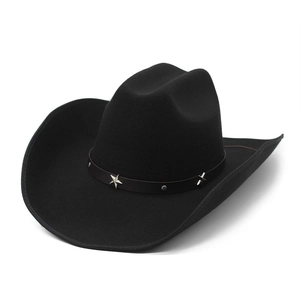 Western Cowboyhut Wollfilz Breite Krempe Jazz Fedora Mit Sternnieten Lederband Retro Outdoor Herren Damen