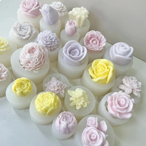 Silicone flower molds for DIY aromatherapy candles and handmade soaps in various shapes