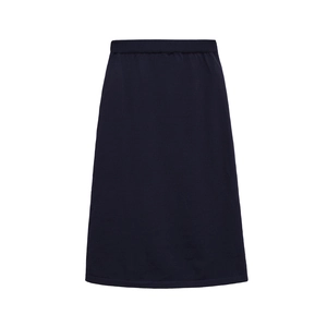 Jupe mi-longue en maille bleu marine avec taille élastique pour femmes au style chic
