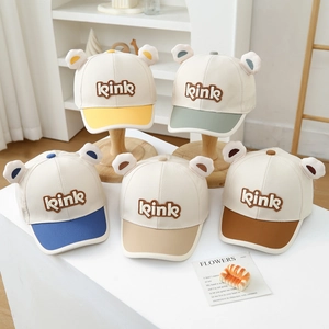 Kinder Baseballkappe Baumwollmischung 3D Bärenohren Buchstabenstickerei Verstellbarer Sonnenhut Für Kleinkinder Jungen Mädchen