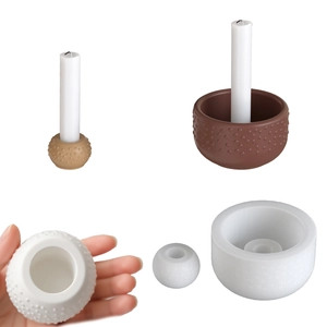 Polka Dot Round Candlestick Silicone Mold DIY Resin Gypsum Candle Holder Storage Bowl Crafting Tool