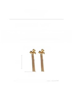 Detail view of gold flower tassel earrings showing 8.6cm length and 2.6cm width