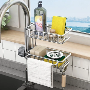 Portavivande Per Rubinetto In Acciaio Inossidabile Scolapiatti Per Lavello Porta Spugna Sapone Organizer Porta Asciugamani