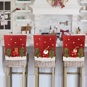 Housses De Dossier De Chaise De Noël Lin Imitation Père Noël Renne Bonhomme De Neige Décoration Festive