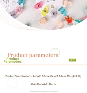 Detailed size specifications for 1.5cm mini colorful macaron hair claw clips for kids