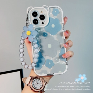 Blue Plumeria Flower Transparent Phone Case Compatible With iPhone 16 15 14 13 12 11 Pro Max Plus Shockproof Silicone Cover