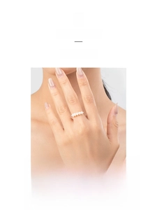 Detail view of a flexible S925 silver ring featuring five natural white round pearls