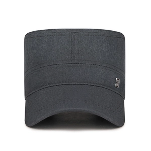 Classic dark grey cotton cadet cap with a curved brim and a side metal square logo