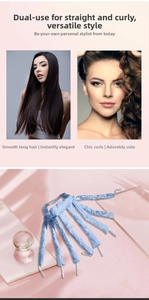 Detail showing octopus-shaped heatless hair curler in light blue satin fabric