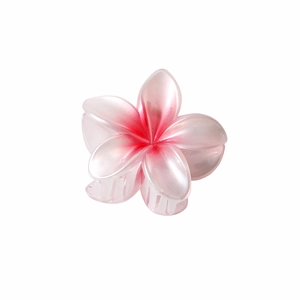 Haarklem met roze kleurverloop in frangipani-bloemvorm van stevig hars