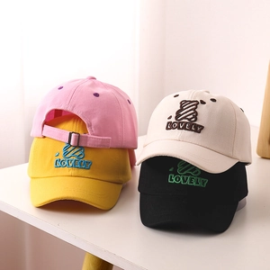 Kids baseball cap featuring cute bear embroidery and LOVELY text in multiple colors