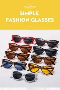Detailed assortment of cat eye sunglasses in multiple colors and durable plastic frames