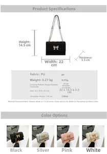 Details zu Maßen und Material der gesteppten Kettenschultertasche für Damen