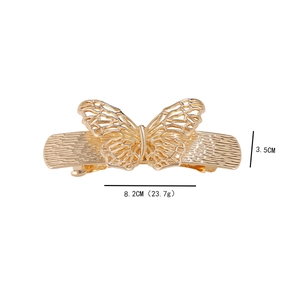 Vintage golden hollow butterfly hair clip with premium matte texture metal spring clamp