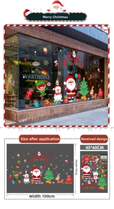 Detailed Christmas window stickers set with Santa, reindeer and tree measuring 100x50cm
