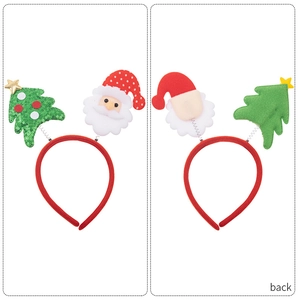 Front and back detail of Christmas headband with sequins tree and Santa Claus