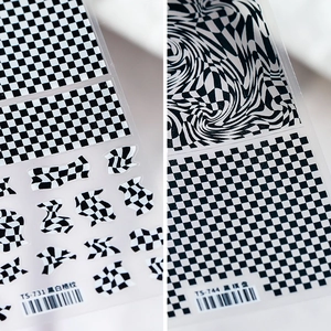 5D Embossed Nail Art Stickers Matte Checkerboard Grid Wave Patterns Ultra Thin DIY Manicure Decoration For Women Girls