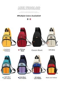 Multicolor crossbody chest bags collection in eight vibrant solid and patchwork designs