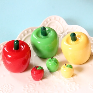Simulation Apple Miniature Fruit Resin DIY Accessories 3D Ornaments For Keychain Christmas Decor Colorful Handcrafted Glossy