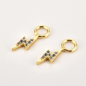 Elegant gold-plated sterling silver lightning bolt earrings with shimmering crystal stones