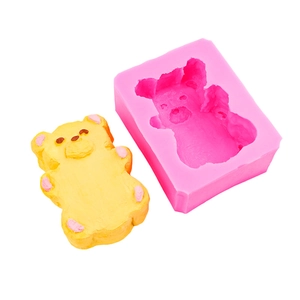 Große Silikonform Bär in Rosa mit fertiger Bärenfigur für Kuchen und Duftkerzen DIY
