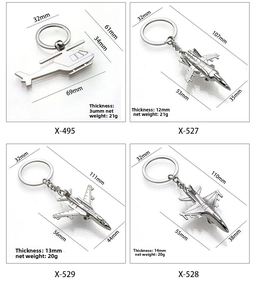 Detailed dimensions and weight specifications of 3D metal aircraft fighter keychains
