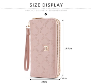 Tabella taglie per il portafoglio lungo da donna rosa con doppia cerniera e pochette