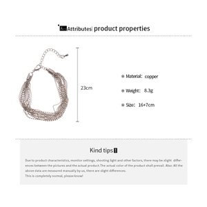 Detail view of multilayer copper chain bracelet showing 16+7cm length and 8.3g weight