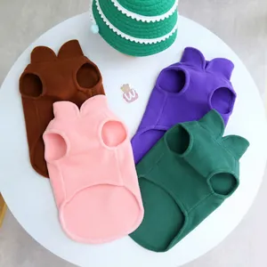 Nordic style fleece pet vests in four colors featuring cute bunny ear accents for dogs