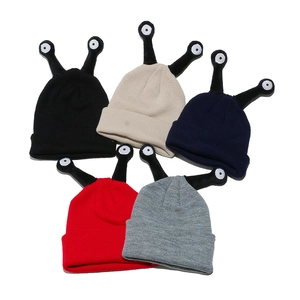 Funny Knitted Beanie Hat Acrylic Alien Snail Antenna Eyes Winter Warm Pullover Cap For Men Women Novelty Street Style
