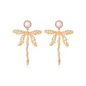 Dragonfly Drop Earrings Vintage Exaggerated Alloy Insect Jewelry With Artificial Pearl For Women Fashion Statement