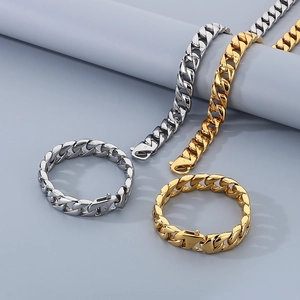 Cuban Link Necklace And Bracelet Men Hip Hop Stainless Steel Bold Minimalist Polished Masculine Jewelry