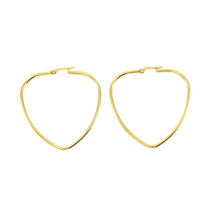 Boucles d'oreilles créoles cœur minimalistes en acier titane doré pour femme fini brillant