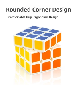 Detailed close-up of a 3x3x3 stickerless speed cube with ergonomic rounded corners