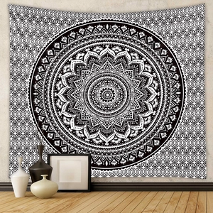 Bohemian black and white mandala wall tapestry for bedroom decoration and photography backdrops