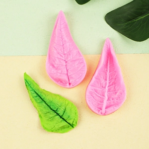 Silicone flower leaf fondant mold with detailed textures for realistic sugar art and clay crafts
